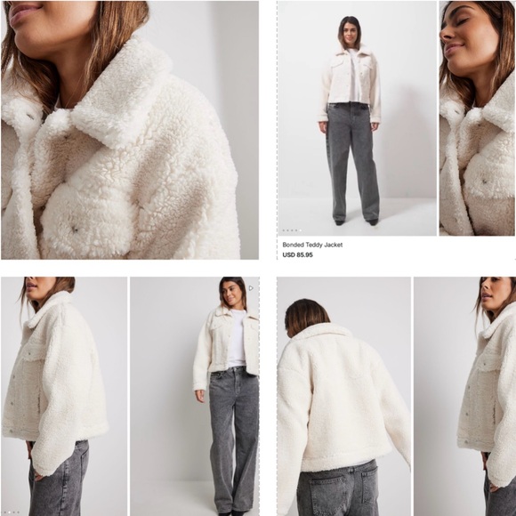 NA-KD BONDED TEDDY JACKET IN OFF WHITE, SOFT WARM AND COZY - Picture 7 of 16